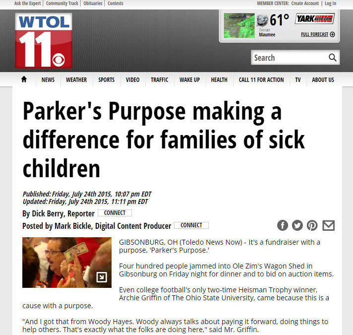 Parker’s Purpose making a difference for families of sick children